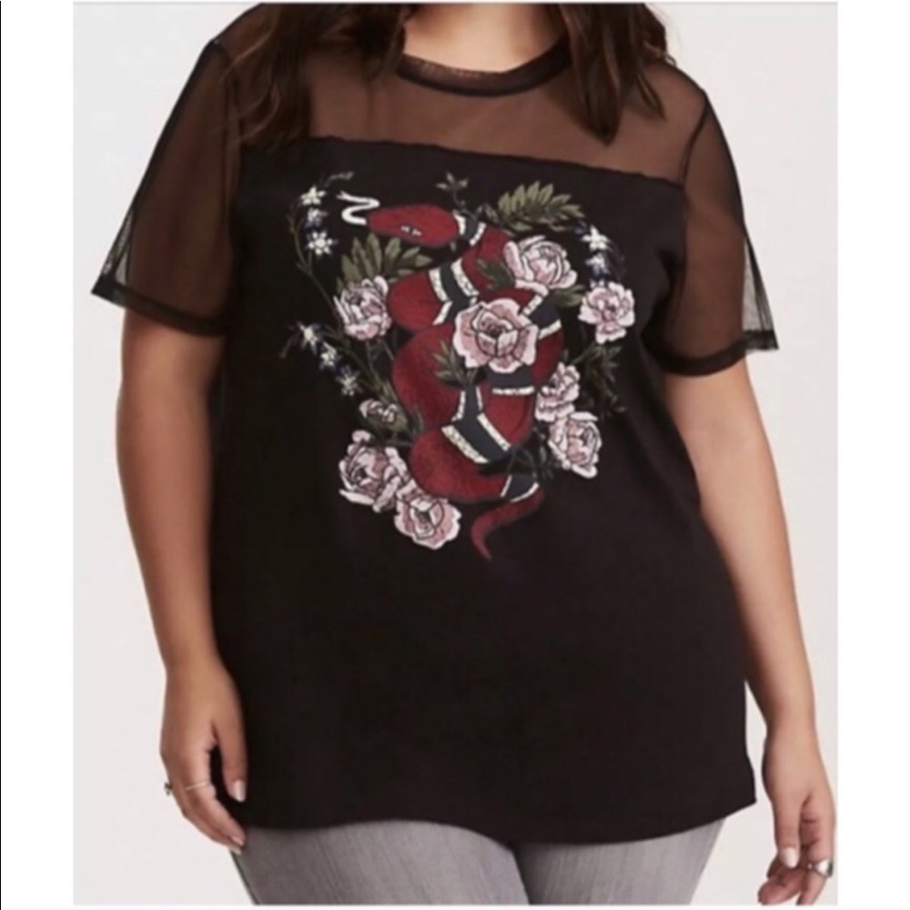 Torrid 3 Snake Graphic Mesh Accent Tee